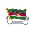 Super cool flag suriname character with cartoon shape