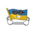 Super cool flag ukraine flown above cartoon pole