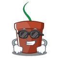 Super cool flower pot character cartoon Royalty Free Stock Photo