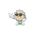 Super cool gear machine cartoon character with mascot
