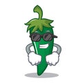 Super cool green chili character cartoon