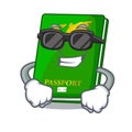 Super cool green passport in the cartoon shape