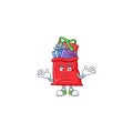 Super Cool Grinning santa bag full of gift mascot cartoon style