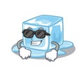 Super cool ice cube character wearing black glasses