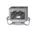 Super cool kitchen stove character wearing black glasses