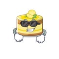 Super cool lemon cake character wearing black glasses