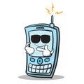 Super cool phone character cartoon style