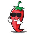 Super cool red chili character cartoon