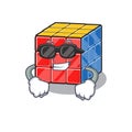 Super cool rubic cube character wearing black glasses Royalty Free Stock Photo