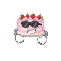 Super cool strawberry cake character wearing black glasses