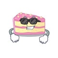 Super cool strawberry slice cake character wearing black glasses
