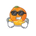 Super cool tangerine is stored in cartoon refrigerator