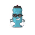 Super cool water bottle Scroll character with black glasses Royalty Free Stock Photo