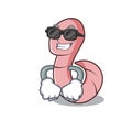 Super cool worm character cartoon style