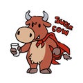 Super cow drinking milk