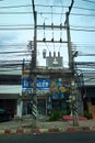 A super crowded electric cable in Thailand`s streets.