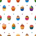 Super cupcake seamless pattern. Chocolate and