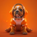 Super cute pet astronaut puppy dog