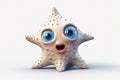 super cute baby starfish with full body view massive blue eyes and big head watercolor