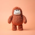 Super Cute Bigfoot Felt Toy On Solid Color Background