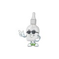 Super cute bottle with pipette cartoon character wearing black glasses