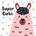 Super cute card with a cute llama. Funny lama print