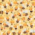 Super Cute Cartoon Busy Bees Seamless Pattern Background Royalty Free Stock Photo