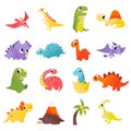 Super Cute Cartoon Dinosaurs Set Royalty Free Stock Photo