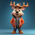 Super Cute 3d Cartoon Caribou In Stylish Urban Clothing Design