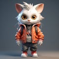 Super Cute 3d Cartoon Catfish In Urban Clothes Royalty Free Stock Photo