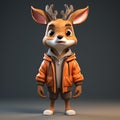 Super Cute 3d Cartoon Deer In Urban Clothes