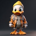 Super Cute 3d Cartoon Duck In Urban Clothes