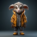 Super Cute 3d Cartoon Goat In Urban Clothes