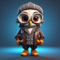 Super Cute 3d Cartoon Owl In Urban Street Fashion