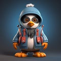 Super Cute 3d Cartoon Penguin In Urban Clothing