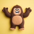 Super Cute Felt Bigfoot Toy On Solid Color Background Royalty Free Stock Photo