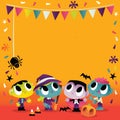 Super Cute Halloween Monsters And Ghouls Party Scene Royalty Free Stock Photo