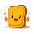 Super Cute Happy Cartoon Toast with Peanut Paste. Generative AI. Royalty Free Stock Photo