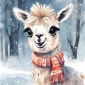 super cute llama with very big eyes, kind, smiling - 1 Royalty Free Stock Photo