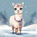 super cute llama with very big eyes, kind, smiling - 1 Royalty Free Stock Photo