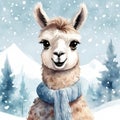 super cute llama with very big eyes, kind, smiling - 1 Royalty Free Stock Photo