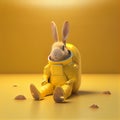 Super cute pet astronaut rabbit in a yellow spacesuit in space