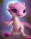 Super Cute pink Baby Dragon Graphic Royalty Free Stock Photo