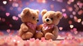 Super cute Teddy bears couple in love. Happy Valentine\'s day concept background. AI generated image Royalty Free Stock Photo