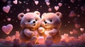 Super cute Teddy bears couple in love. Happy Valentine\'s day concept background. AI generated image Royalty Free Stock Photo