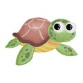 Super cute turtle with brown carapace illustration