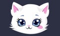 Super cute vector children's illustration. Muzzle of a beautiful cute white kitten. Print for printing on