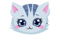 Super cute vector children's illustration. Muzzle of a beautiful cute Grey kitten. Print for printing on