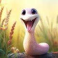 Super Cute Woodchuck Tale Snake Singing And Smiling With Corn In Hand