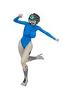 Super cyborg girl comic running Royalty Free Stock Photo